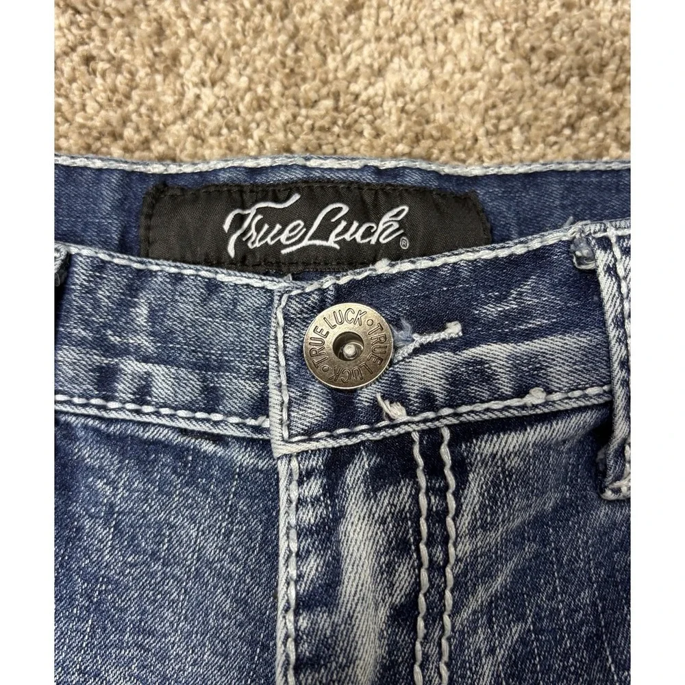 True Luck Mens Premium Denim Straight Stretch Casual Jeans Size 34x30 - Picture 4 of 8
